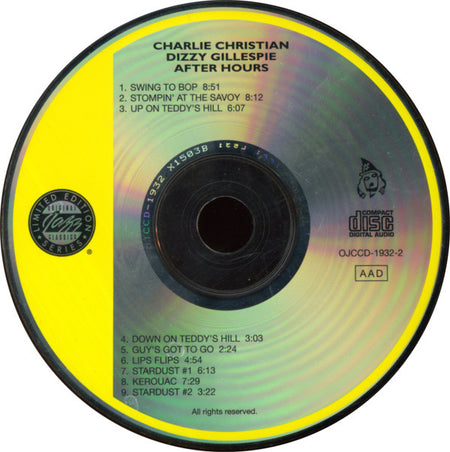 Charlie Christian / Dizzy Gillespie : After Hours (CD, Album, Mono, Ltd, RE, RM)