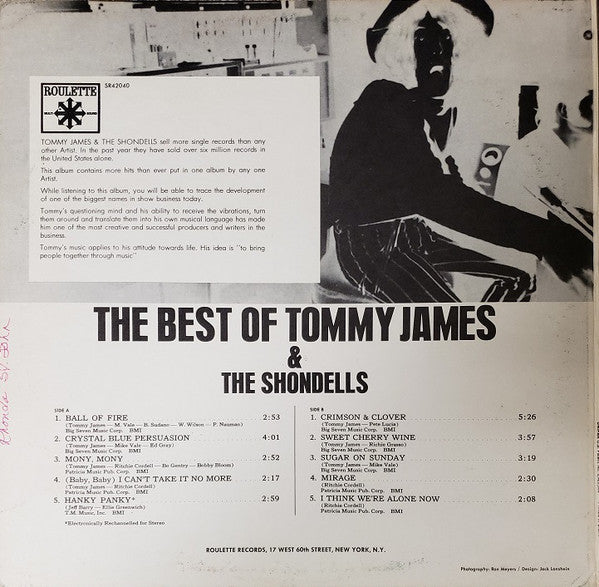 Tommy James & The Shondells : The Best Of Tommy James & The Shondells (LP, Album, Comp, Uni)