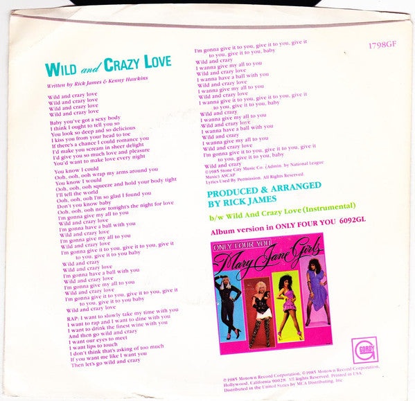 Mary Jane Girls : Wild And Crazy Love (7", Single)