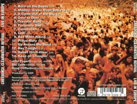Creedence Clearwater Revival : Live In Europe (CD, Album, RE, RM)