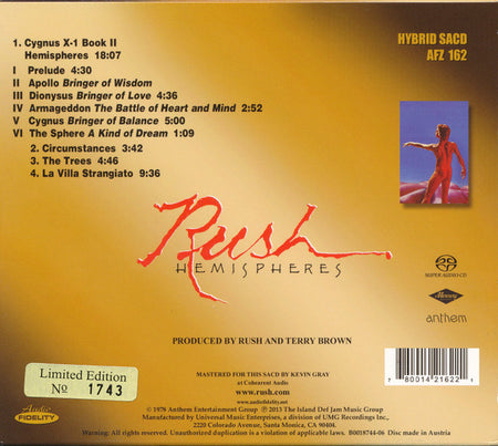 Rush : Hemispheres (SACD, Hybrid, Album, Ltd, Num, RE)