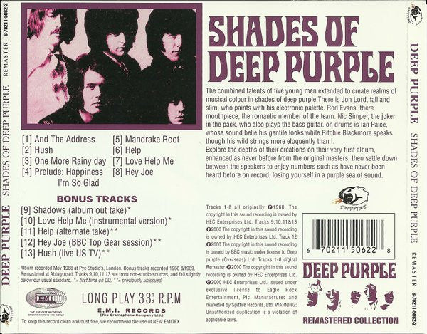 Deep Purple : Shades Of Deep Purple (CD, Album, RE, RM)