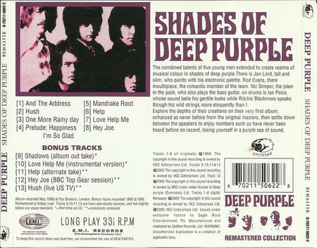 Deep Purple : Shades Of Deep Purple (CD, Album, RE, RM)