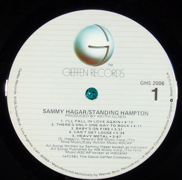 Sammy Hagar : Standing Hampton (LP, Album, Win)