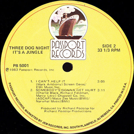 Three Dog Night : It's A Jungle (LP, Album, Hub)