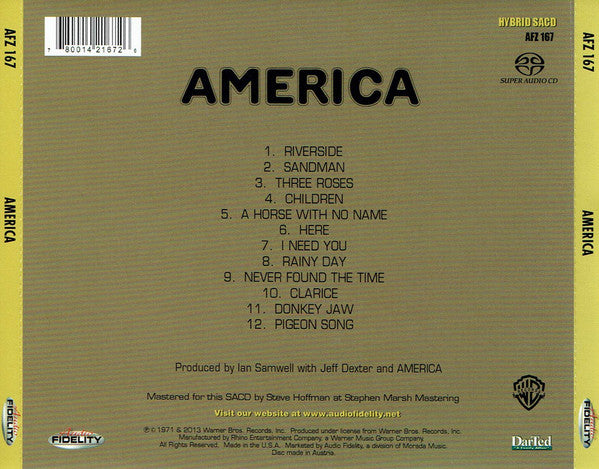America (2) : America (SACD, Hybrid, Album, Ltd, Num, RE, RM)
