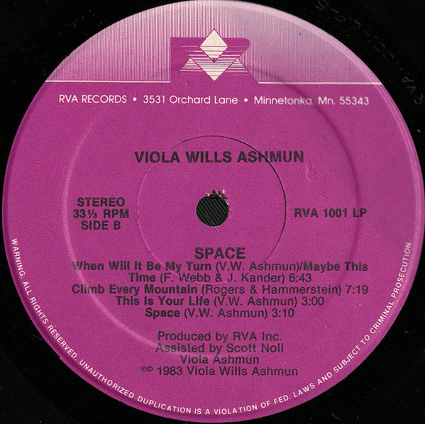 Viola Wills Ashmun* : Space (LP, Album)