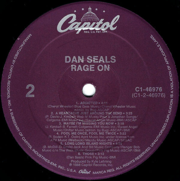 Dan Seals : Rage On (LP)