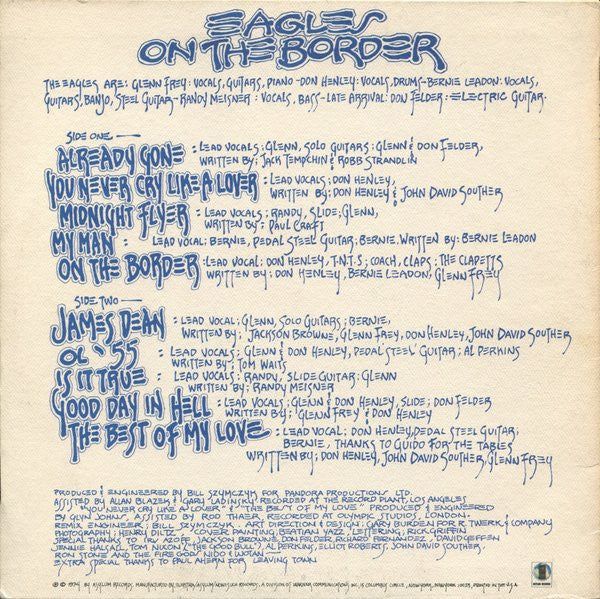 Eagles : On The Border (LP, Album, RP, San)