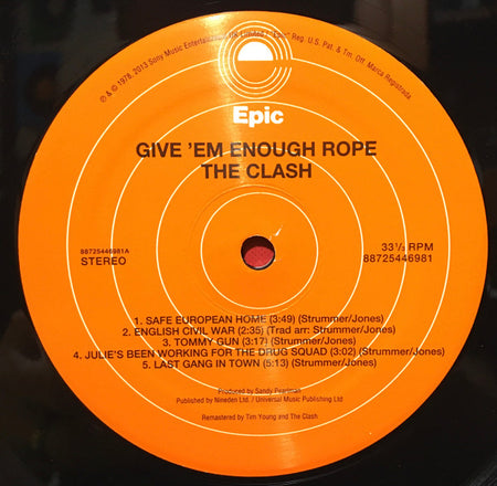 The Clash : Give 'Em Enough Rope (LP, Album, RE, RM, 180)
