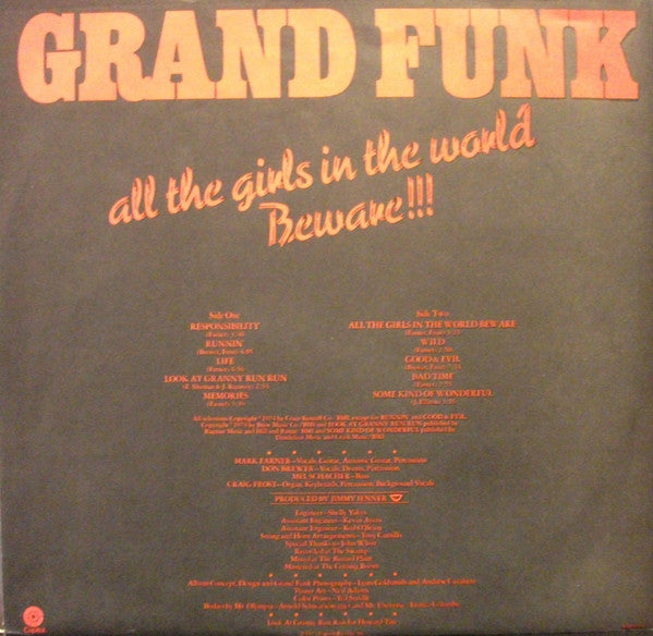 Grand Funk* : All The Girls In The World Beware!!! (LP, Album, Club)