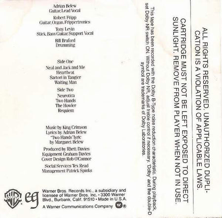 King Crimson : Beat (Cass, Album)