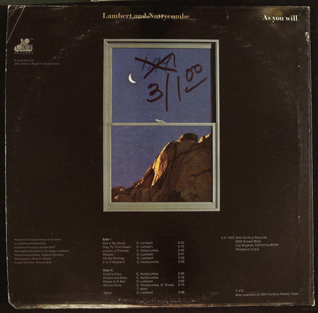 Lambert And Nuttycombe : As You Will (LP, Album)