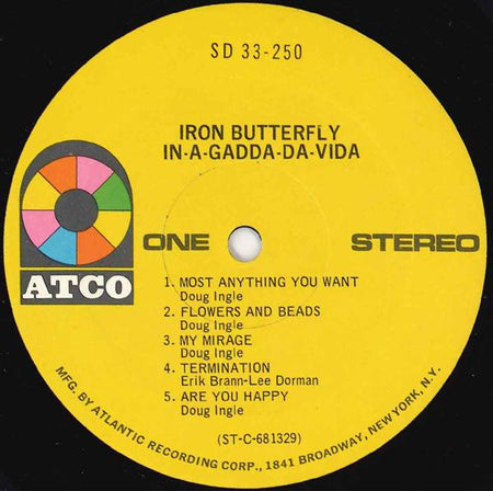 Iron Butterfly : In-A-Gadda-Da-Vida (LP, Album, RP, Pre)