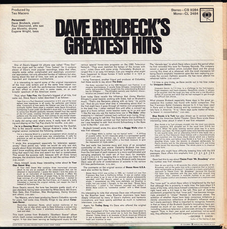 Dave Brubeck : Dave Brubeck's Greatest Hits (LP, Comp)