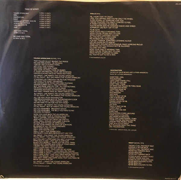 David Bowie : Young Americans (LP, Album)