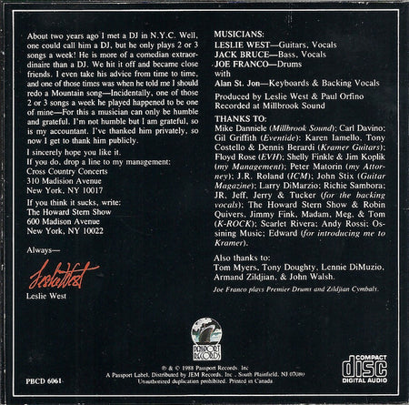 Leslie West : Theme (CD, Album)