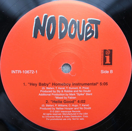 No Doubt : Hey Baby / Hella Good (12", Promo)