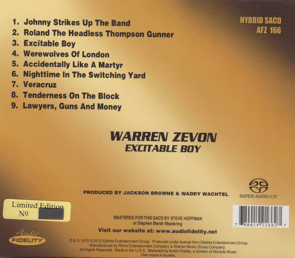 Warren Zevon : Excitable Boy (SACD, Hybrid, Album, Ltd, Num, RE, RM)