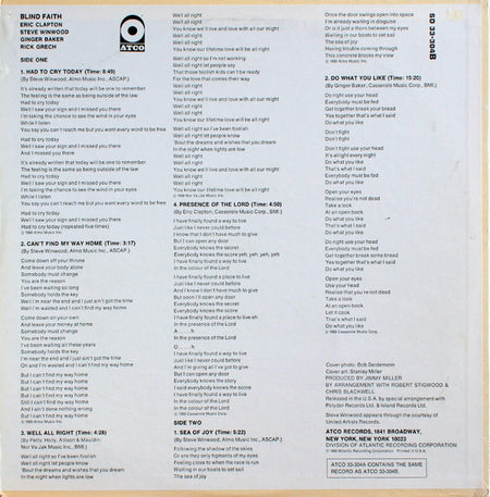 Blind Faith (2) : Blind Faith (LP, Album, Ter)