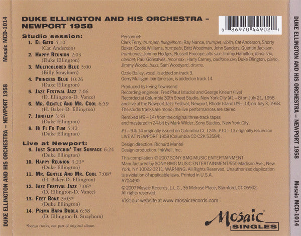Duke Ellington And His Orchestra : Newport 1958 (CD, Album, Mono, RE, RM)