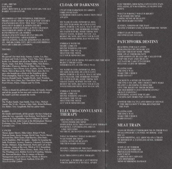 Cancer (3) : The Sins Of Mankind (Cass, Album)