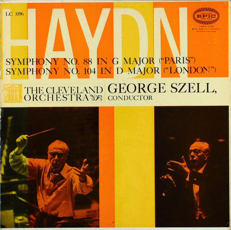 Haydn*, The Cleveland Orchestra, George Szell : Symphony No. 88 In G Major And Symphony No. 104 In D Major (LP, Mono)