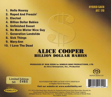 Alice Cooper : Billion Dollar Babies (SACD, Hybrid, Album, Ltd, Num, RE, RM, Sli)