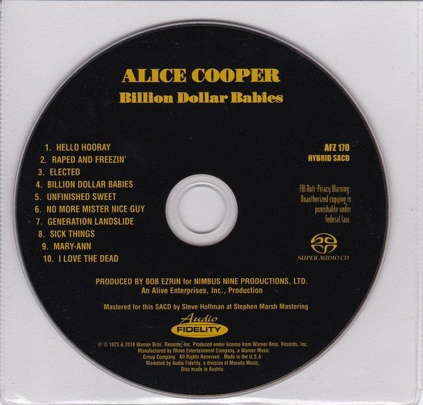 Alice Cooper : Billion Dollar Babies (SACD, Hybrid, Album, Ltd, Num, RE, RM, Sli)