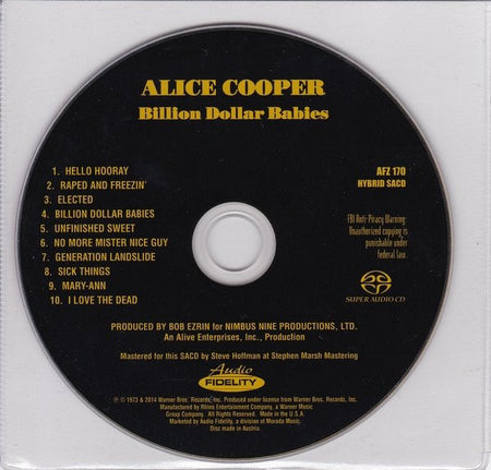 Alice Cooper : Billion Dollar Babies (SACD, Hybrid, Album, Ltd, Num, RE, RM, Sli)