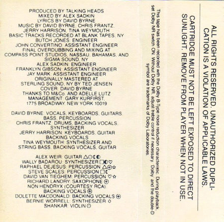 Talking Heads : Speaking In Tongues (Cass, Album, Club)