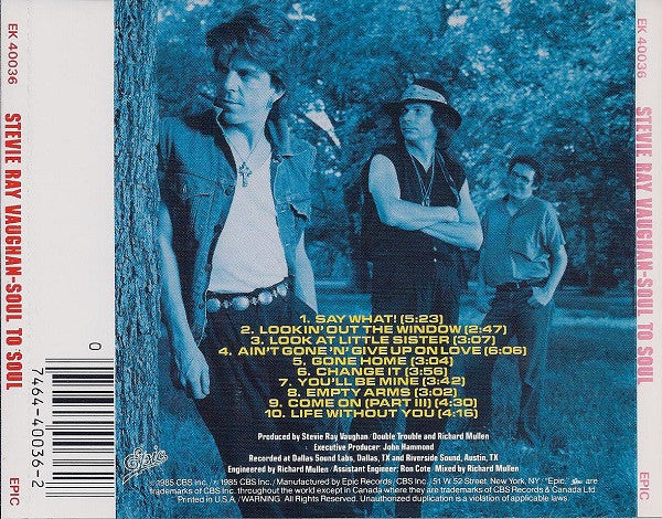 Stevie Ray Vaughan And Double Trouble* : Soul To Soul (CD, Album, RE, RP, Pit)