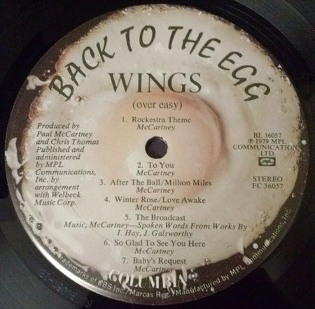 Wings (2) : Back To The Egg (LP, Album, Ter)