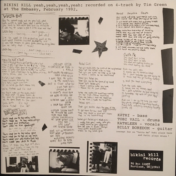 Bikini Kill : Yeah Yeah Yeah Yeah (LP, RE, RM)