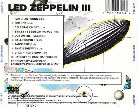 Led Zeppelin : Led Zeppelin III (CD, Album, RE, Dai)