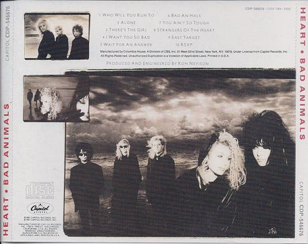 Heart : Bad Animals (CD, Album, Club, CRC)