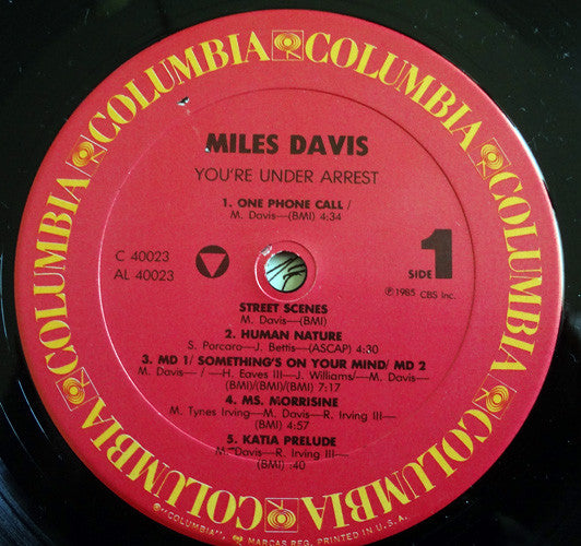 Miles Davis : You're Under Arrest (LP, Album, Gat)