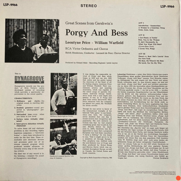 George Gershwin, Leontyne Price / William Warfield : Great Scenes From Porgy And Bess (LP, Album)