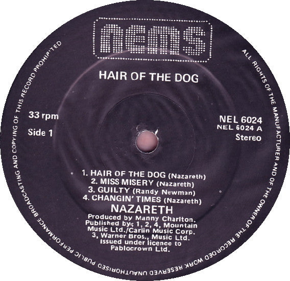 Nazareth (2) : Hair Of The Dog (LP, Album, RE)