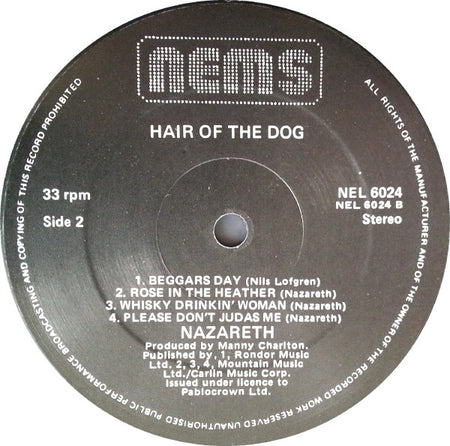 Nazareth (2) : Hair Of The Dog (LP, Album, RE)