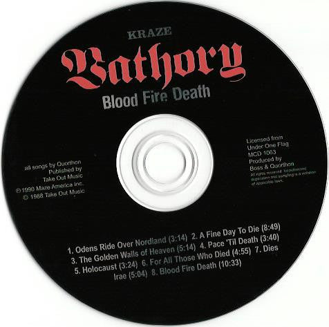 Bathory : Blood Fire Death (CD, Album, RE)