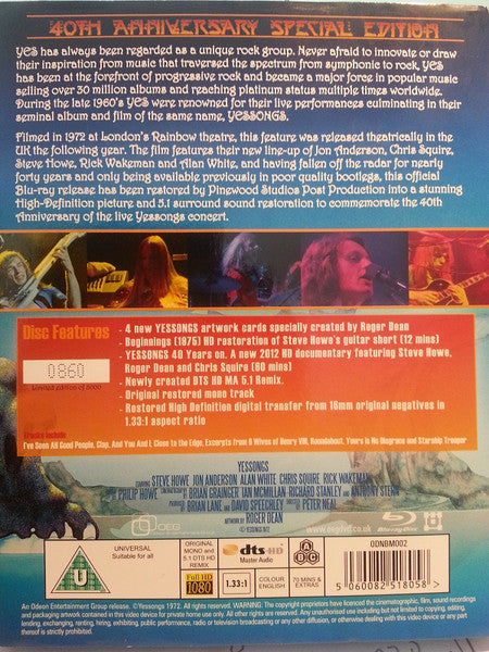 Yes : Yessongs (Blu-ray, Ltd, Num, Multichannel, 40t)