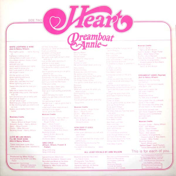 Heart : Dreamboat Annie (LP, Album, RE, Gat)