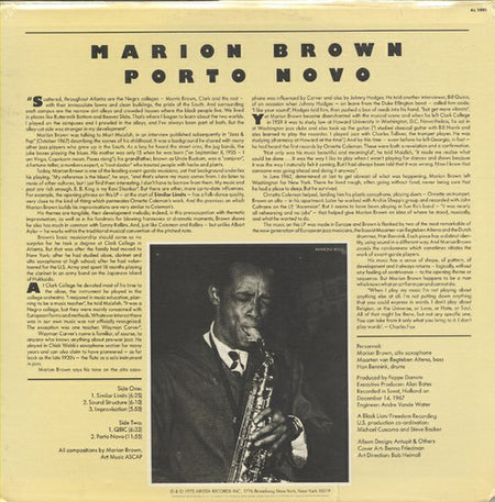 Marion Brown : Porto Novo (LP, Album, RE)