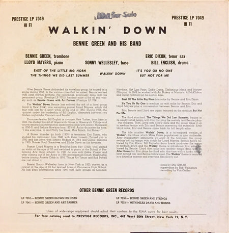 Bennie Green : Walking Down (LP, Album, Mono, Dee)