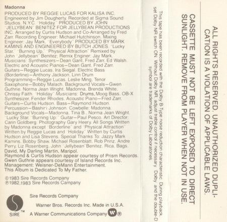 Madonna : Madonna (Cass, Album, Club)