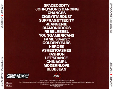 David Bowie : ChangesBowie (CD, Comp, PDO)