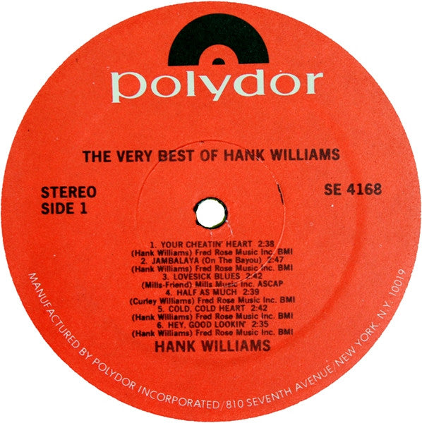 Hank Williams : The Very Best Of Hank Williams (LP, Comp, RE, PRC)