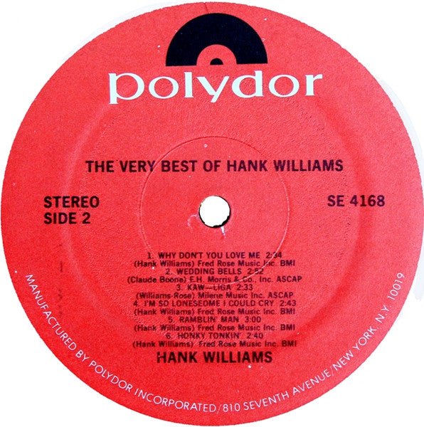 Hank Williams : The Very Best Of Hank Williams (LP, Comp, RE, PRC)
