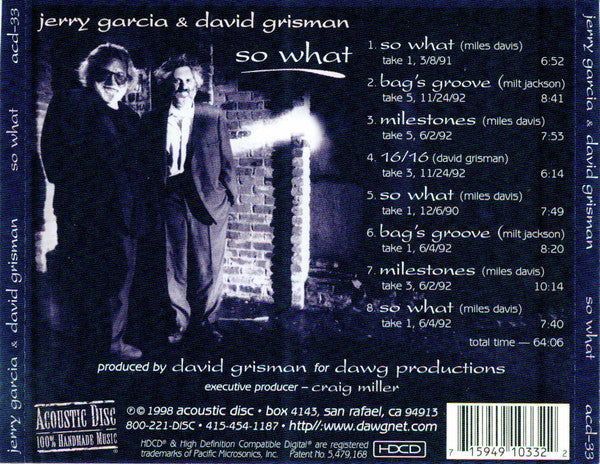 Jerry Garcia & David Grisman : So What (HDCD, Album)